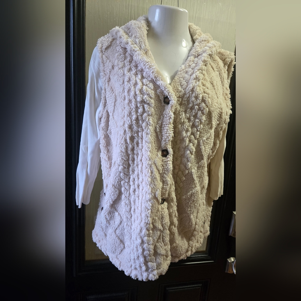 Cozy Cream Fleece Vest With Hood